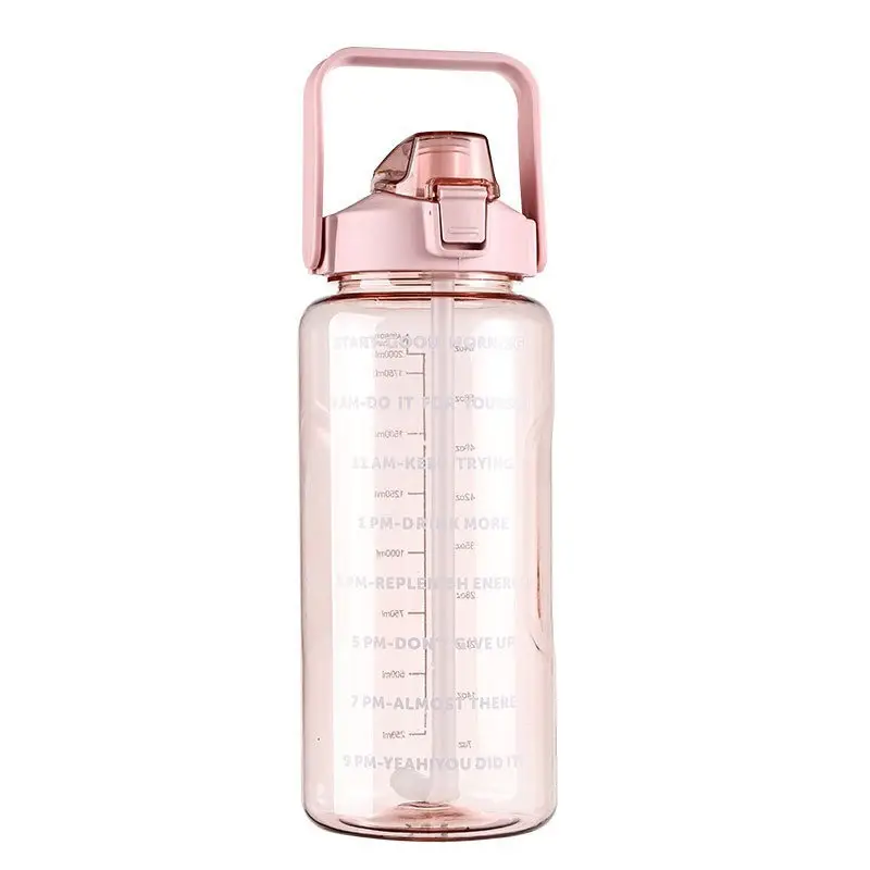 Super Capacity Water Cup Women's Summer 2000ml Sports Cup with Straw Scale High Color Value Outdoor Portable Kettle