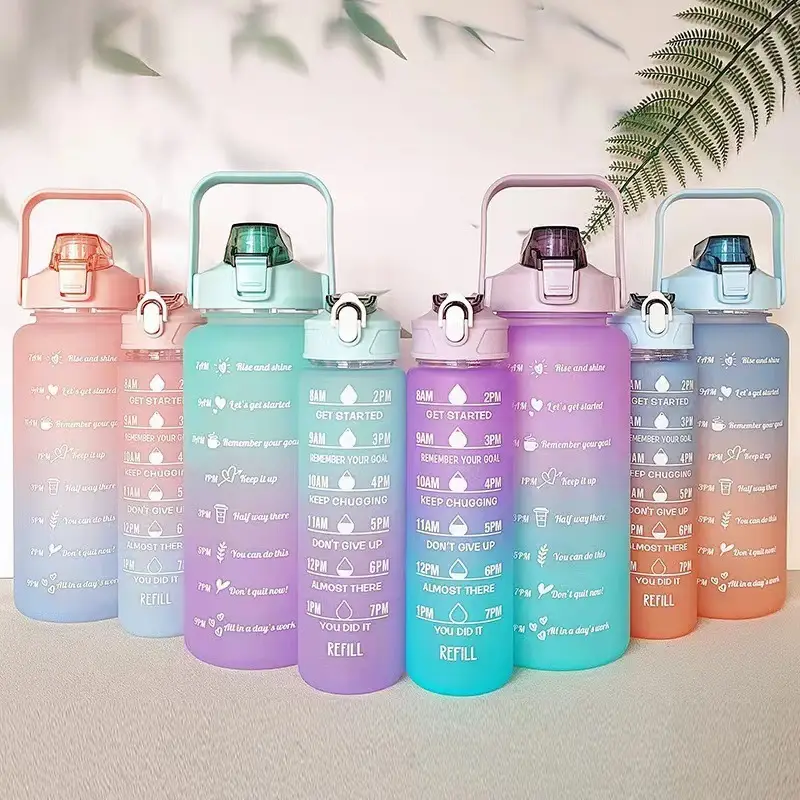 Super Capacity Water Cup Women's Summer 2000ml Sports Cup with Straw Scale High Color Value Outdoor Portable Kettle — feature 12