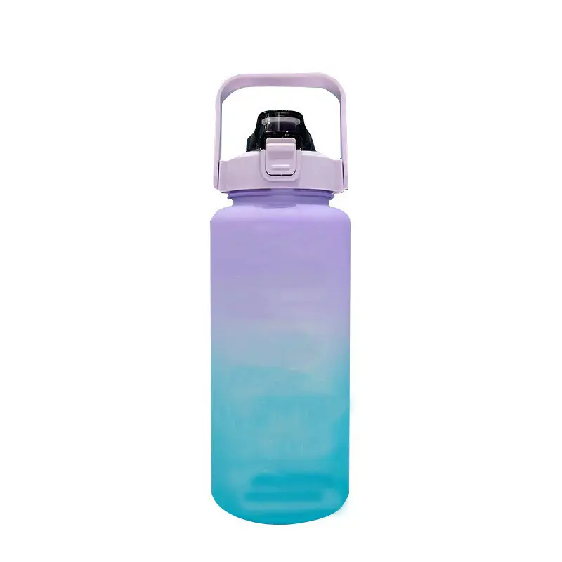 Super Capacity Water Cup Women's Summer 2000ml Sports Cup with Straw Scale High Color Value Outdoor Portable Kettle