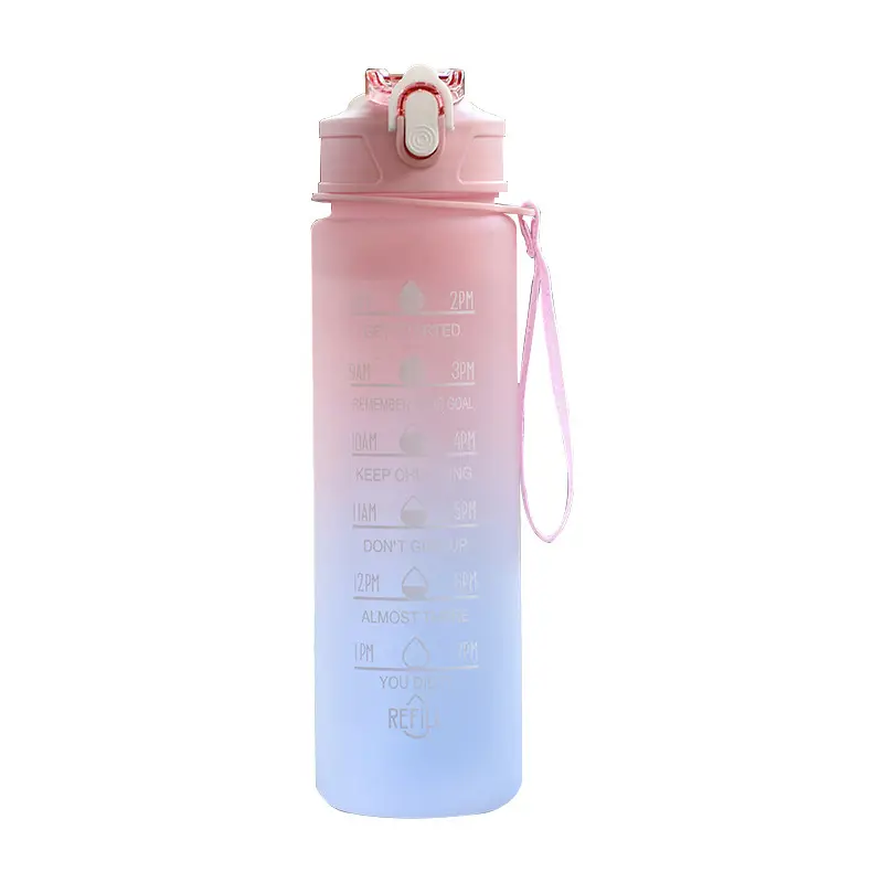 Super Capacity Water Cup Women's Summer 2000ml Sports Cup with Straw Scale High Color Value Outdoor Portable Kettle