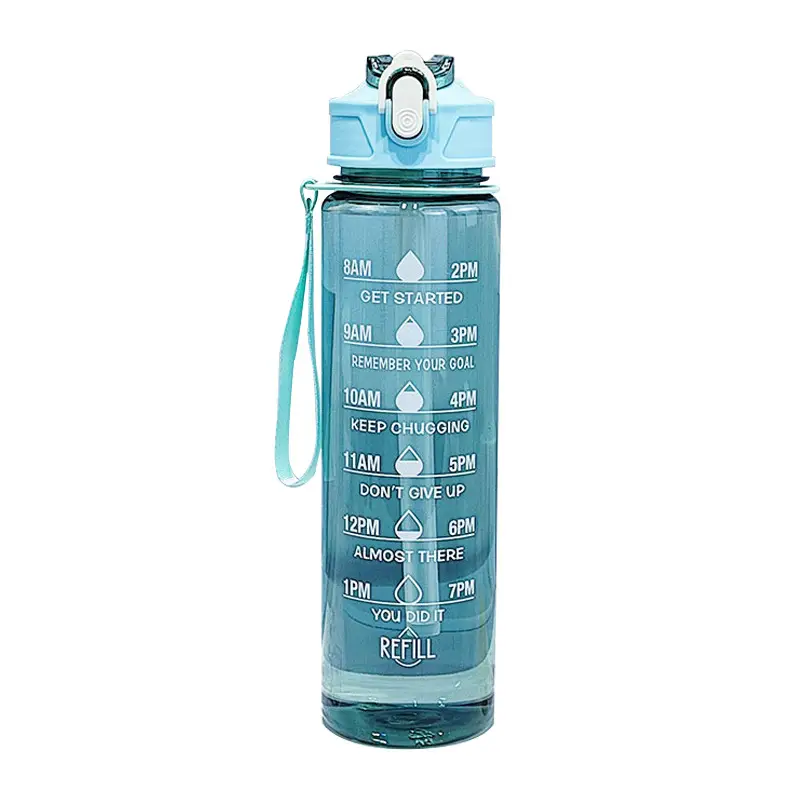 Super Capacity Water Cup Women's Summer 2000ml Sports Cup with Straw Scale High Color Value Outdoor Portable Kettle