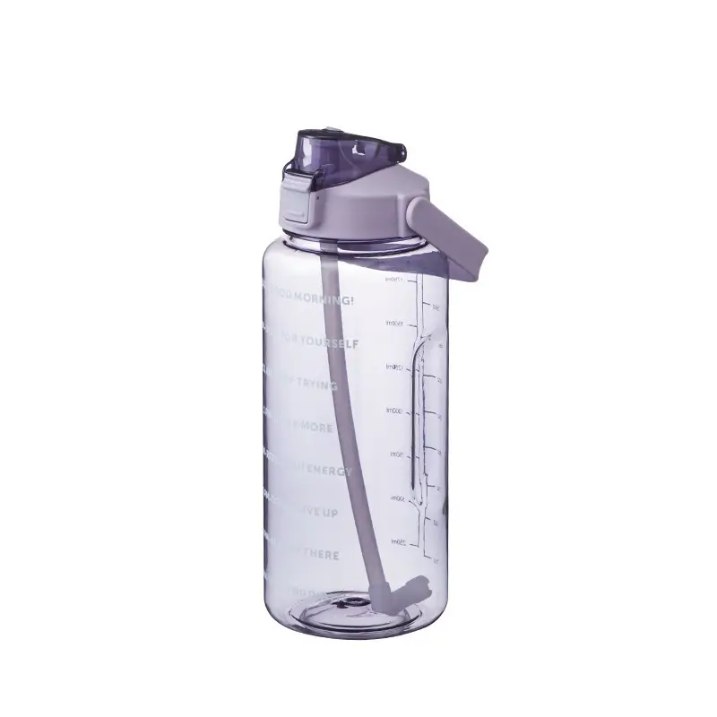 Super Capacity Water Cup Women's Summer 2000ml Sports Cup with Straw Scale High Color Value Outdoor Portable Kettle