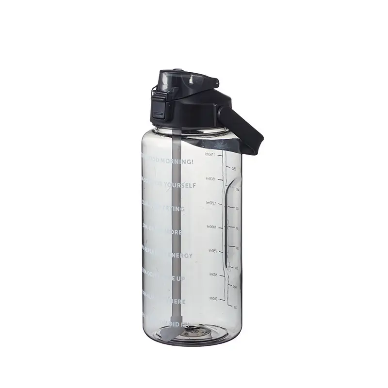 Super Capacity Water Cup Women's Summer 2000ml Sports Cup with Straw Scale High Color Value Outdoor Portable Kettle