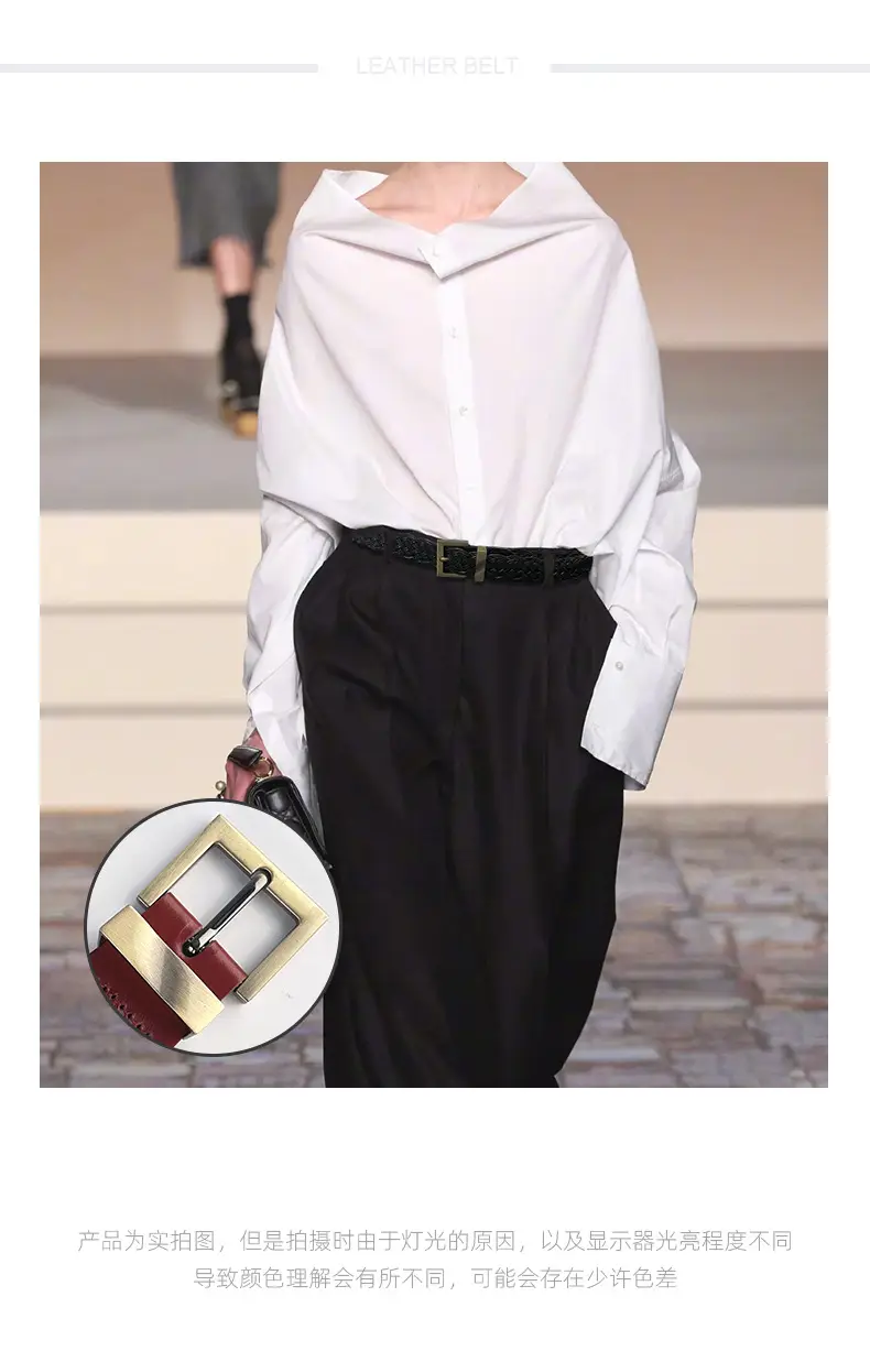 Handwoven Brown Belt with Gold Buckle for Women — feature 1