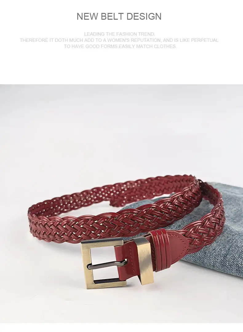 Handwoven Brown Belt with Gold Buckle for Women — feature 10
