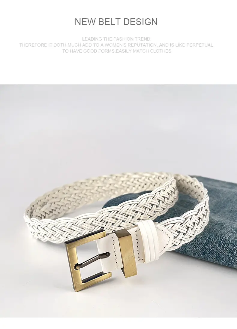 Handwoven Brown Belt with Gold Buckle for Women — feature 11