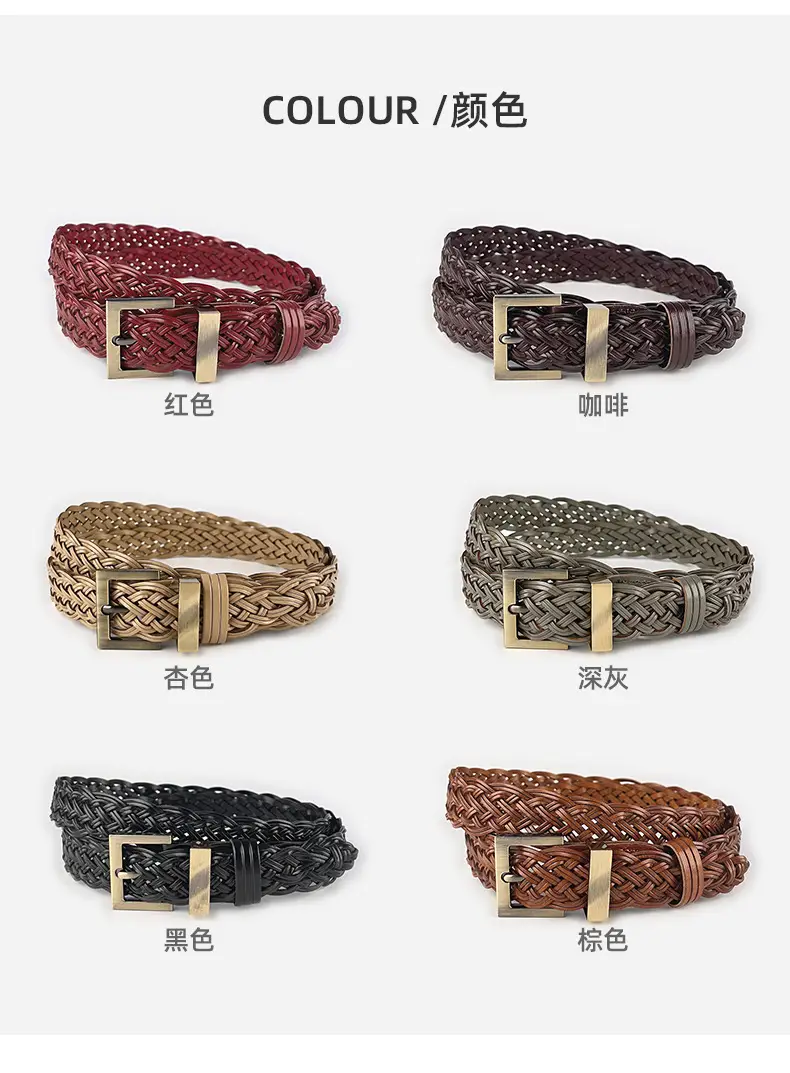 Handwoven Brown Belt with Gold Buckle for Women — feature 8