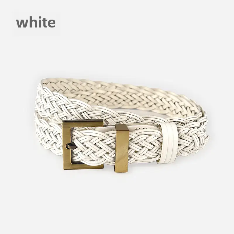 Handwoven Brown Belt with Gold Buckle for Women