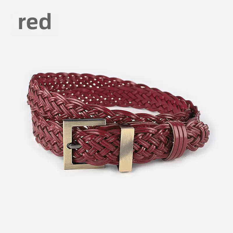 Handwoven Brown Belt with Gold Buckle for Women