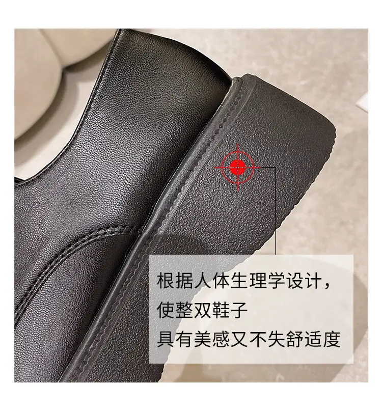 Black Big Head Small Leather Shoes Women's Wholesale Spring New Round Head Lace-up British Academy Style Platform Shoes — feature 14