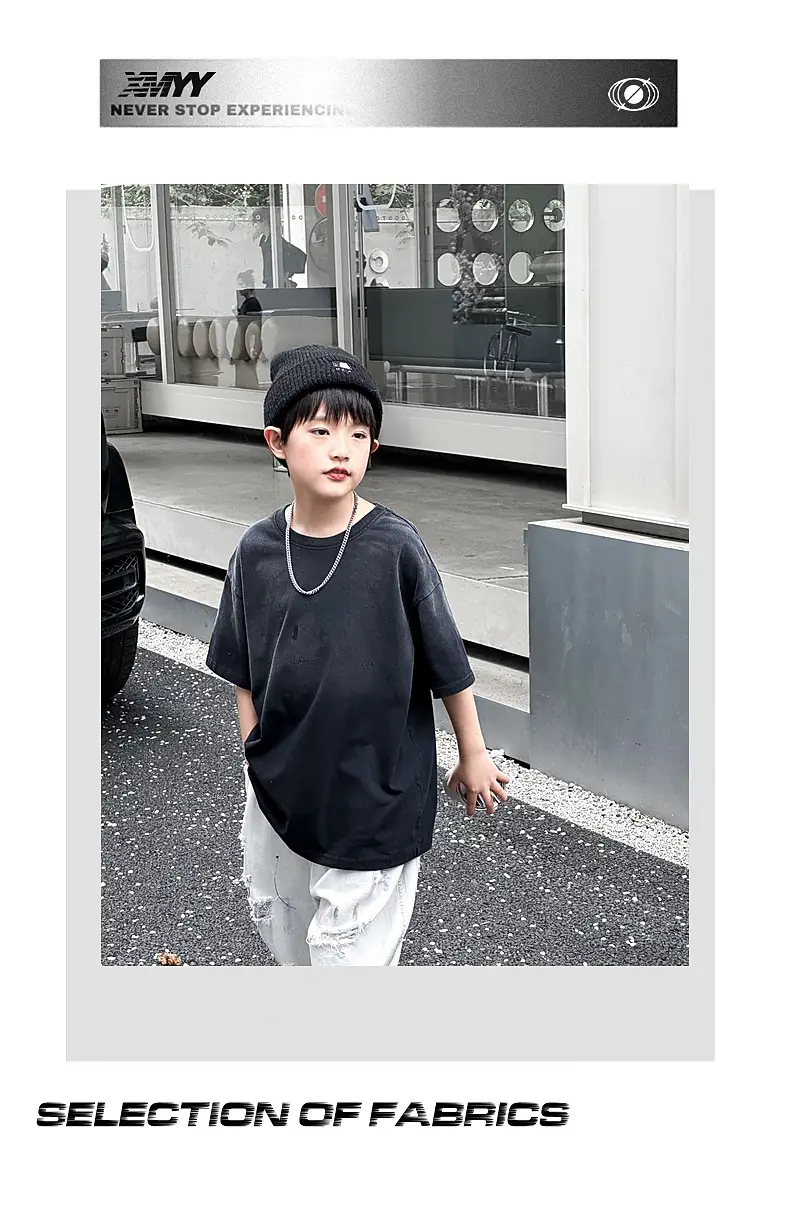 Trendy Boys Short Sleeve Pure Cotton T-Shirt Black — feature 18