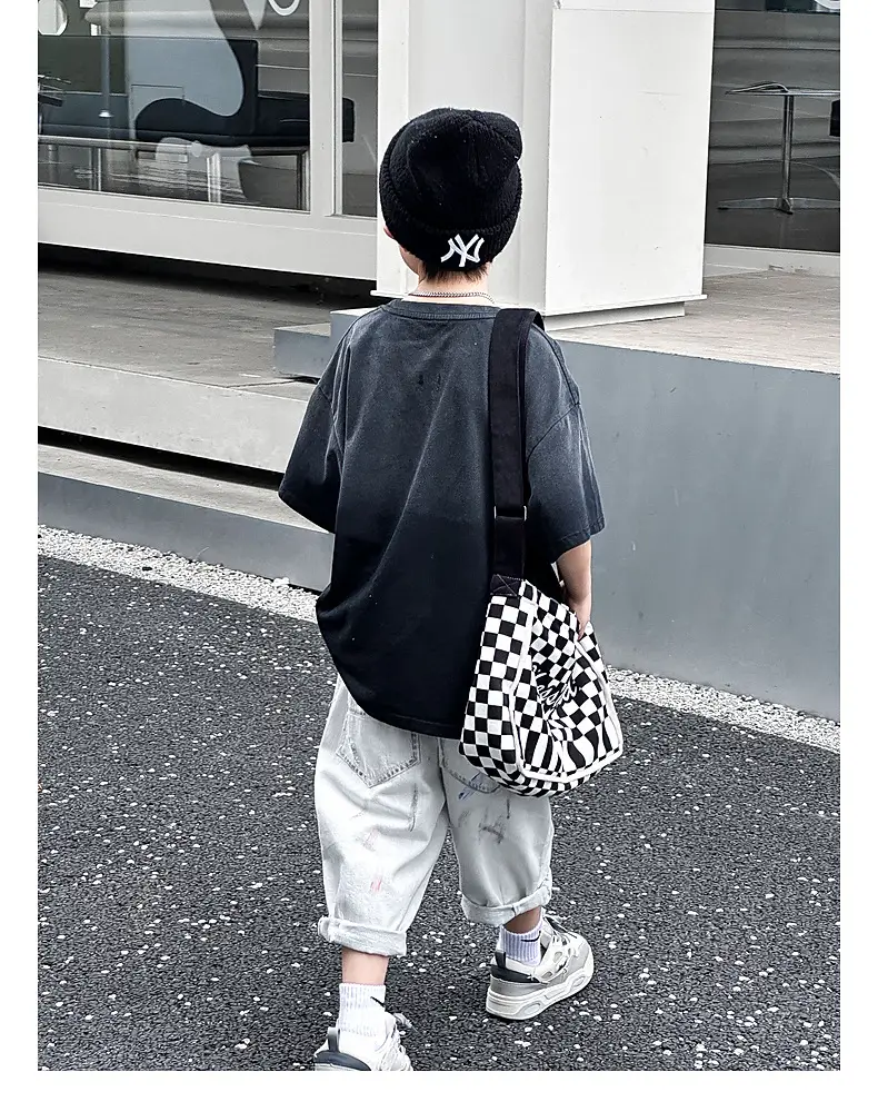 Trendy Boys Short Sleeve Pure Cotton T-Shirt Black — feature 27