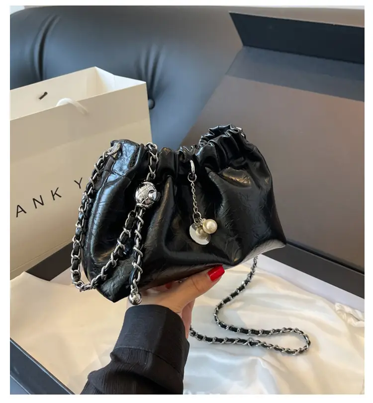 2024 New Light Silver Pleated Cloud Bag with Chain Crossbody — feature 1