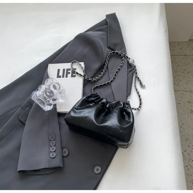 2024 New Light Silver Pleated Cloud Bag with Chain Crossbody — feature 22