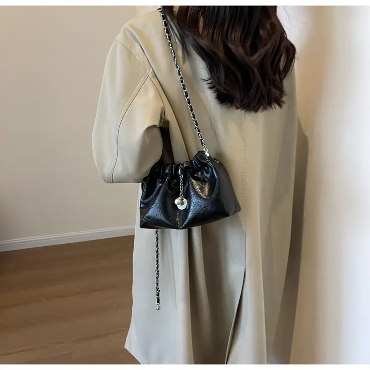 2024 New Light Silver Pleated Cloud Bag with Chain Crossbody — feature 26