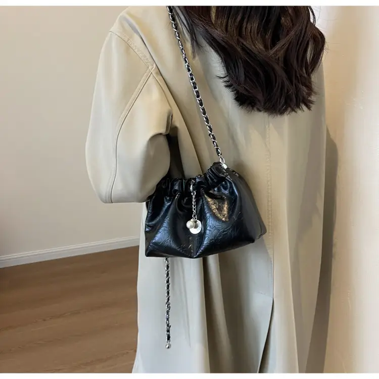2024 New Light Silver Pleated Cloud Bag with Chain Crossbody — feature 27