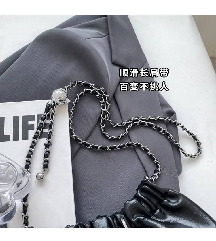 2024 New Light Silver Pleated Cloud Bag with Chain Crossbody — feature 3