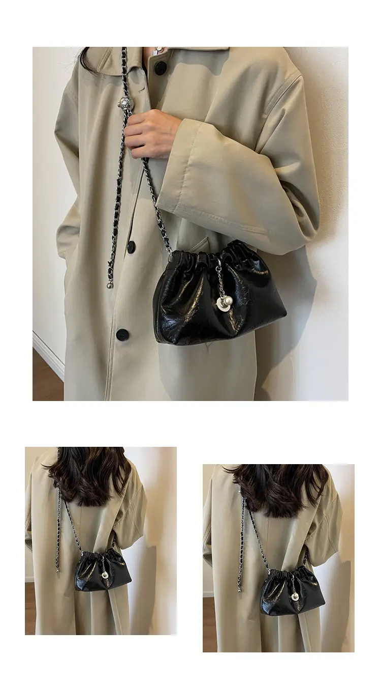 2024 New Light Silver Pleated Cloud Bag with Chain Crossbody — feature 8