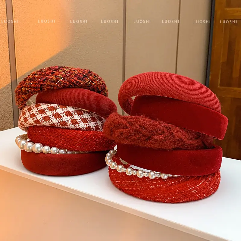 Red Velvet High Skull Pressure Headband for Women - Image 13