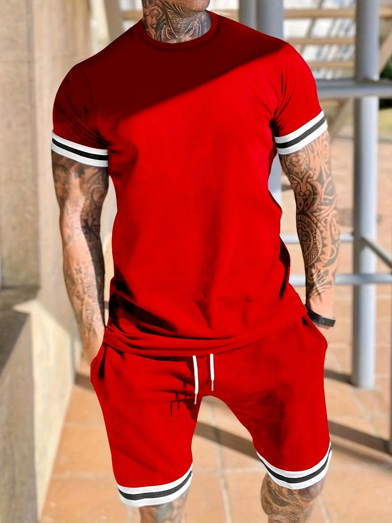 Men Green Short Sleeve T-Shirt Shorts Set 2026 — feature 16