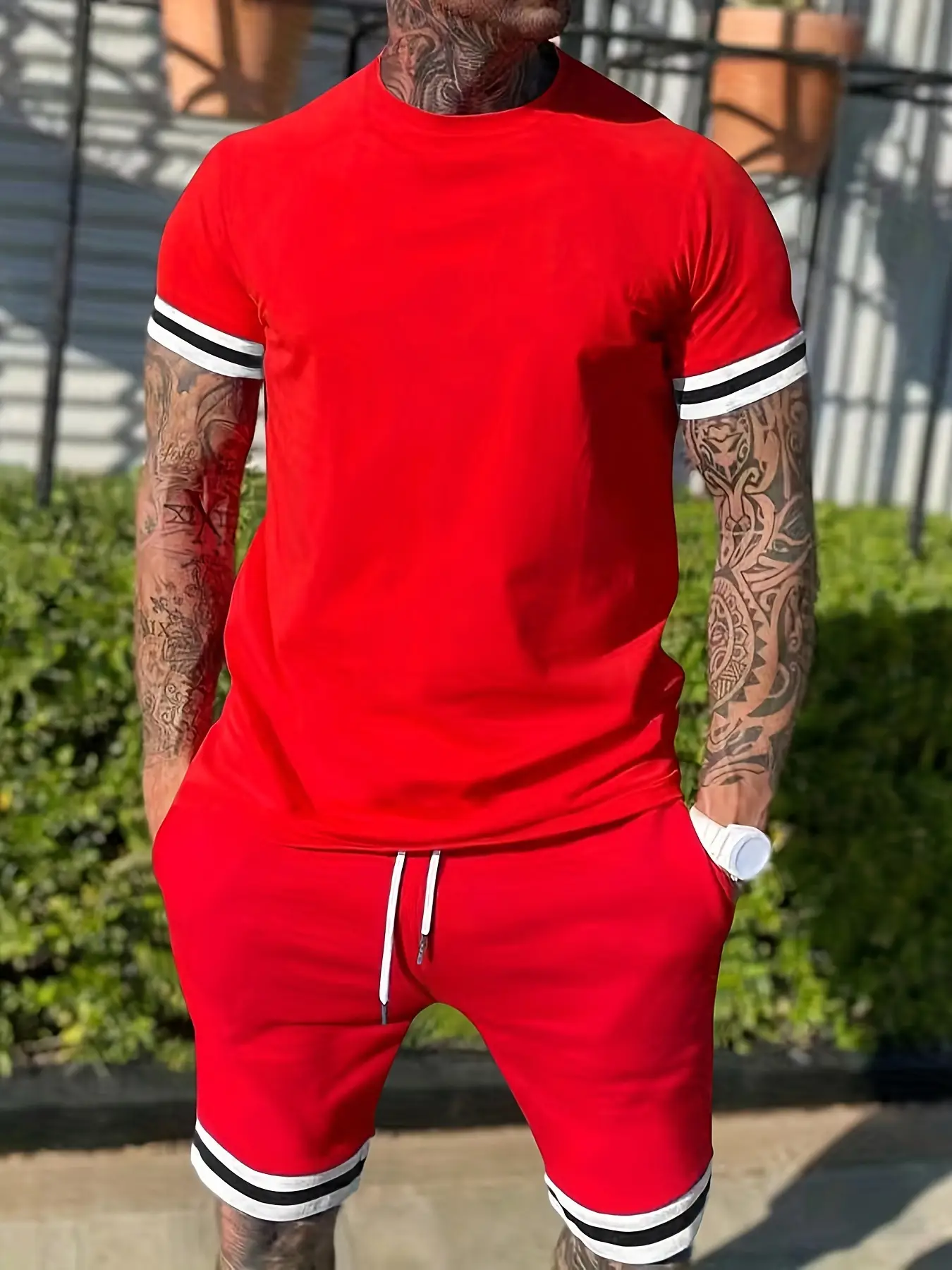 Men Green Short Sleeve T-Shirt Shorts Set 2026 — feature 17