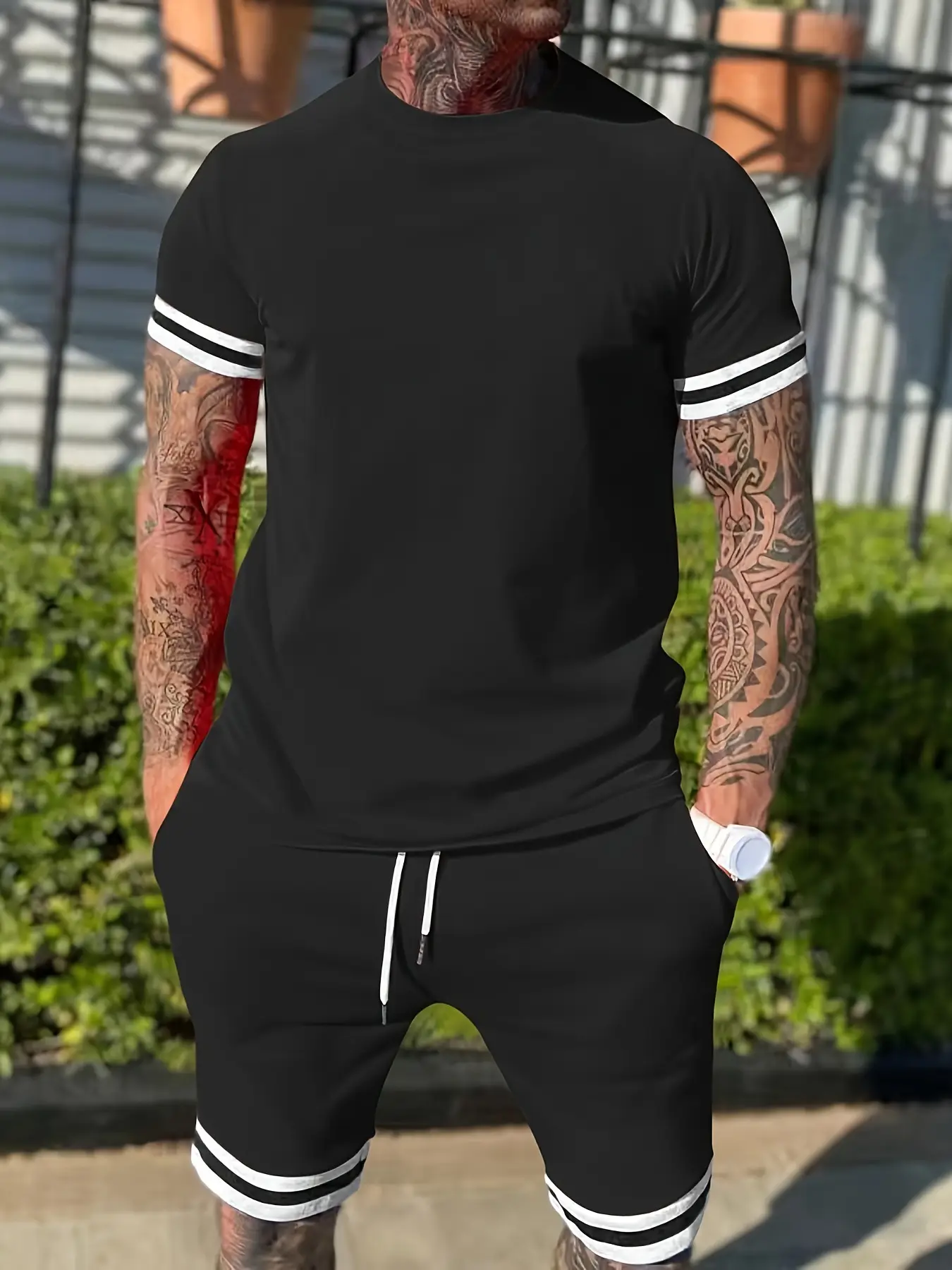 Men Green Short Sleeve T-Shirt Shorts Set 2026 — feature 22