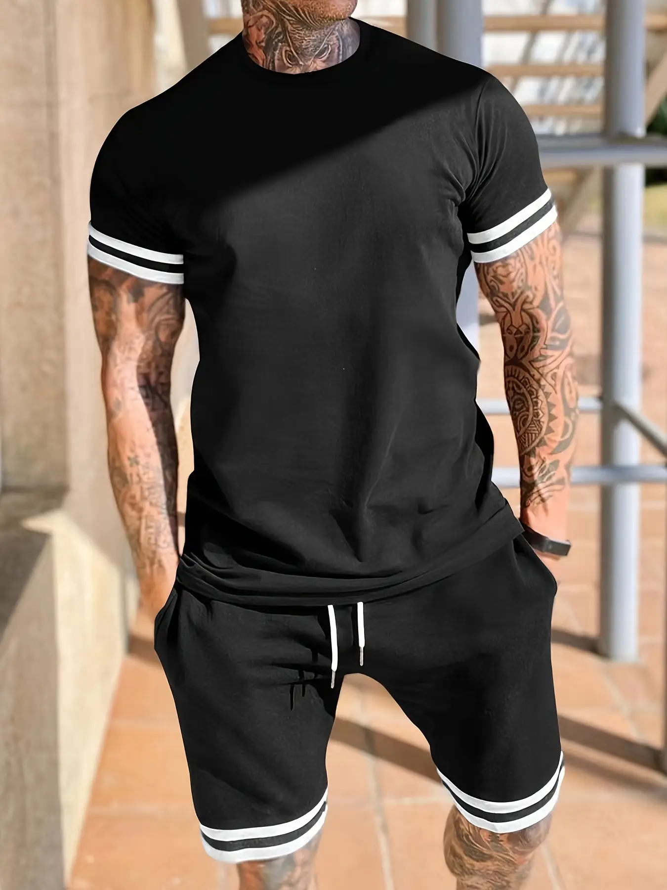 Men Green Short Sleeve T-Shirt Shorts Set 2026 — feature 28