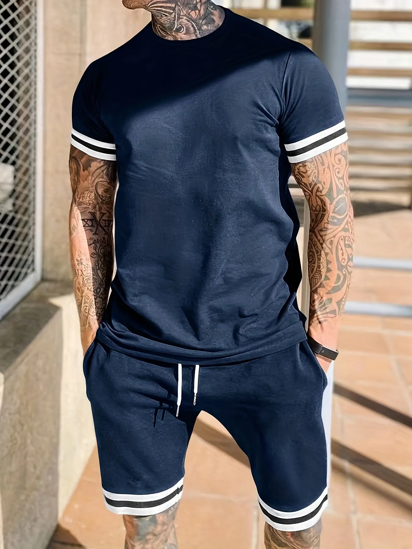 Men Green Short Sleeve T-Shirt Shorts Set 2026 — feature 36