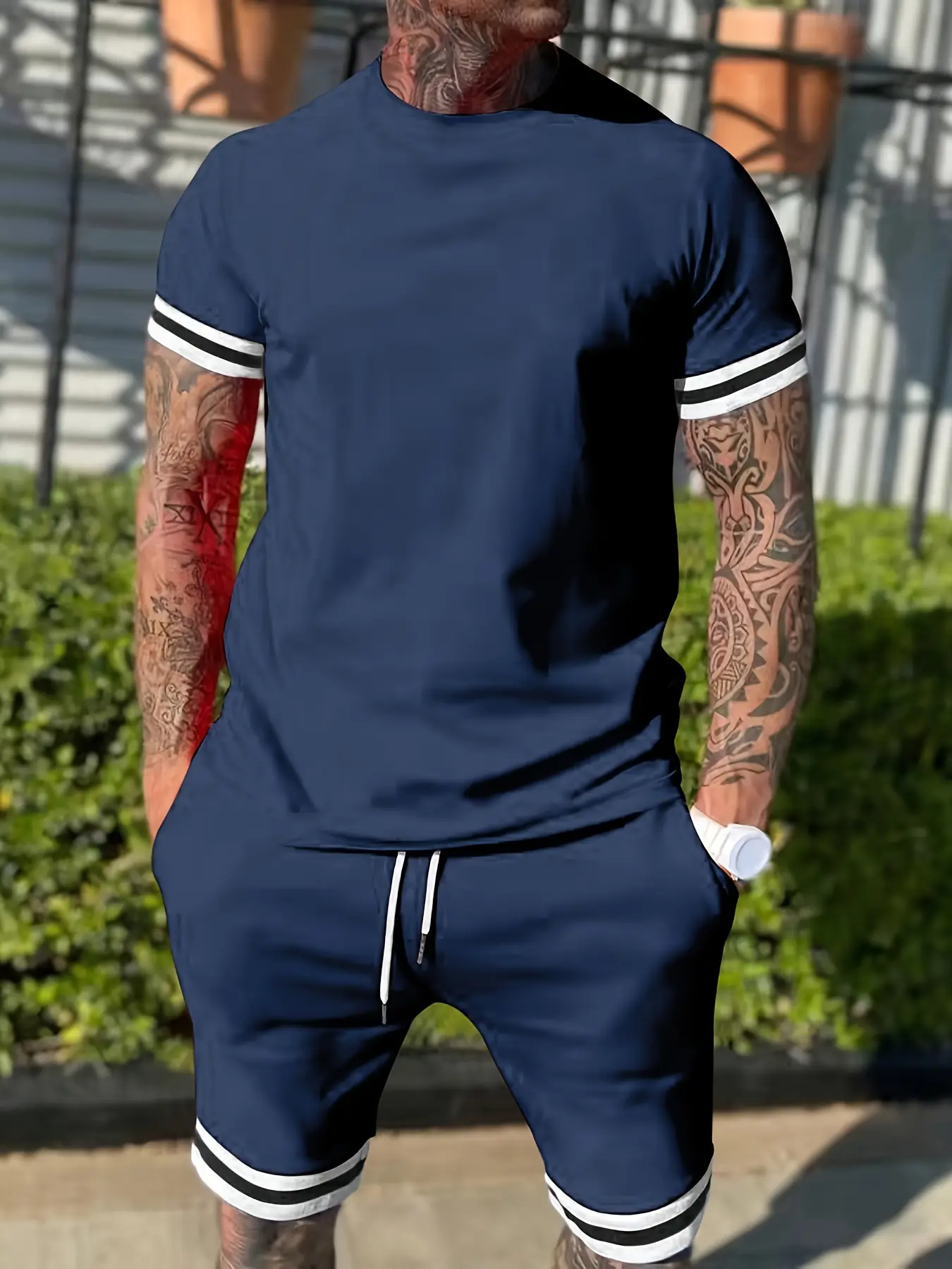 Men Green Short Sleeve T-Shirt Shorts Set 2026 — feature 40