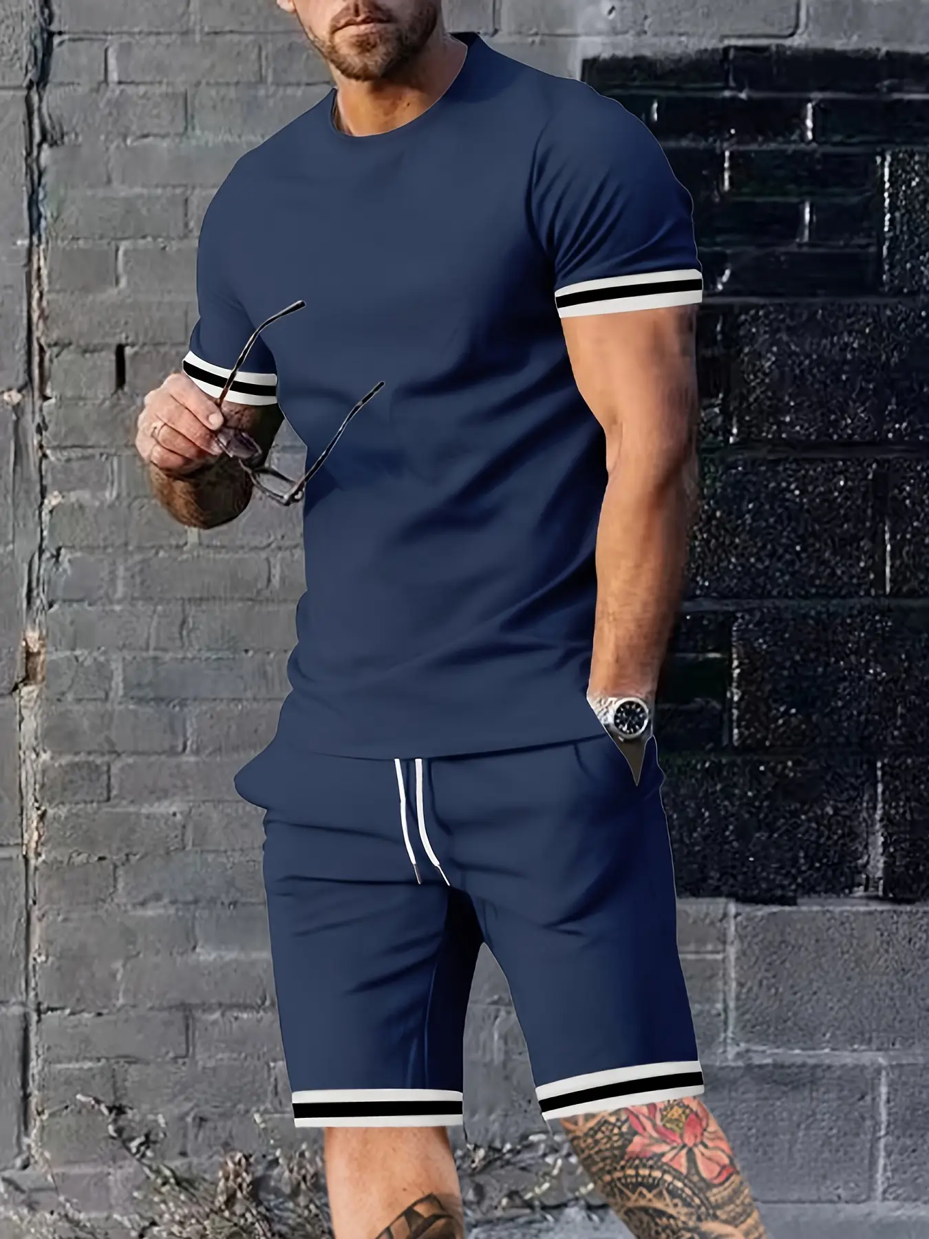 Men Green Short Sleeve T-Shirt Shorts Set 2026 - Image 4