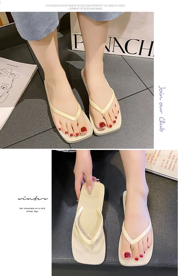 Women's New Japanese Style Flip Flops Pure Color Travel Non-Slip Soft Bottom — feature 17