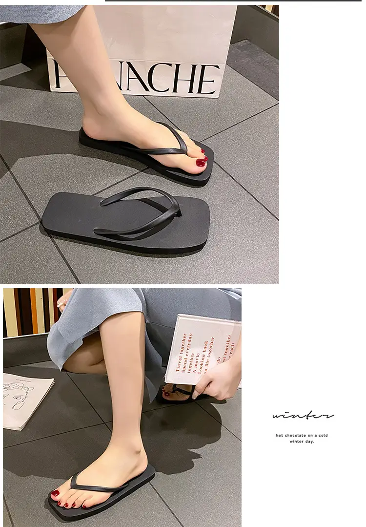 Women's New Japanese Style Flip Flops Pure Color Travel Non-Slip Soft Bottom — feature 18