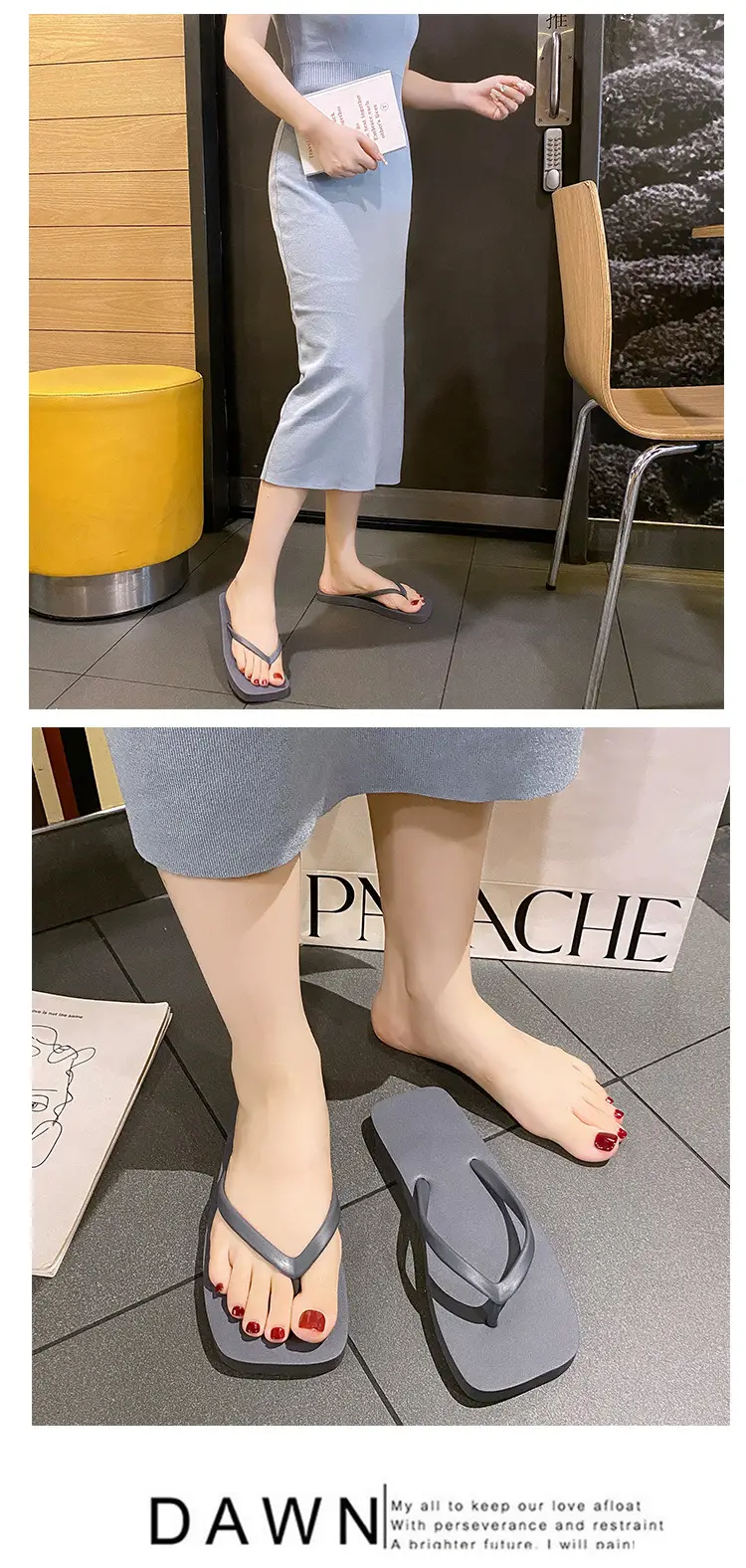 Women's New Japanese Style Flip Flops Pure Color Travel Non-Slip Soft Bottom — feature 24