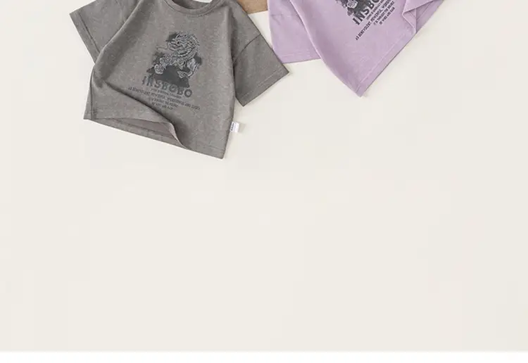 Baby Boys Short Sleeve Cartoon Top Grey Round Neck — feature 3