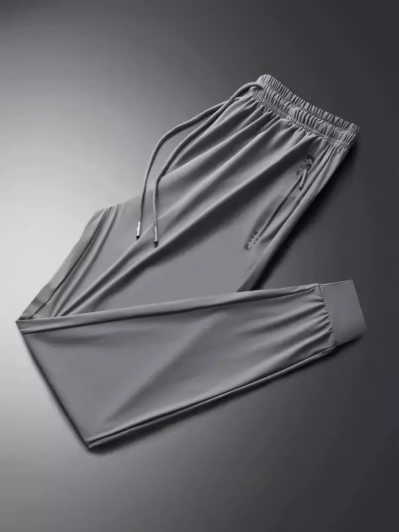 Men Ice Silk Straight Leg Jogger Pants Thin Breathable - Image 5
