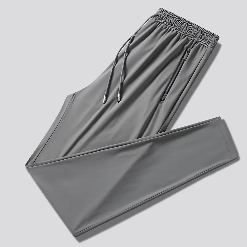 Men Ice Silk Straight Leg Jogger Pants Thin Breathable - Image 2