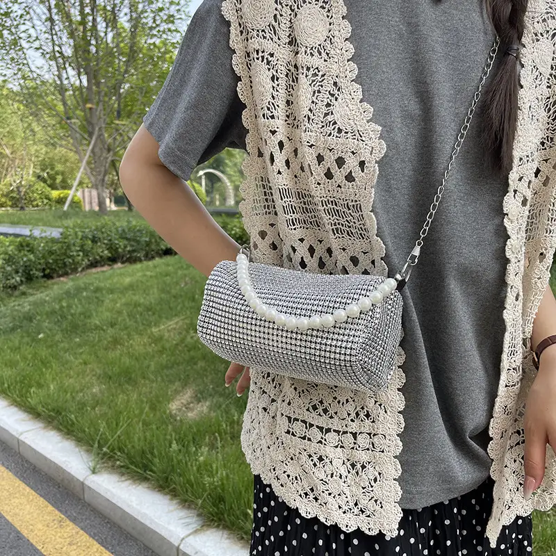 Shiny Rhinestone Pearl Bag for Women Spring Summer - Image 5