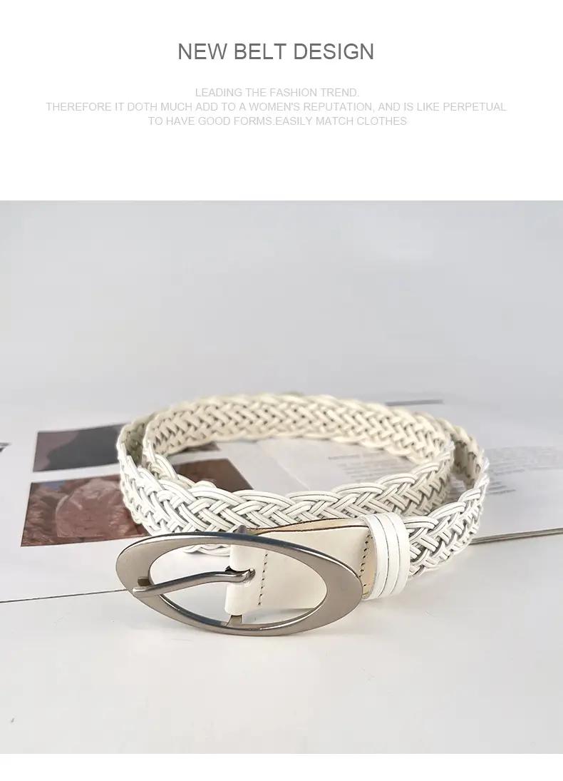 Handwoven Brown Retro Belt with Silver Buckle — feature 11
