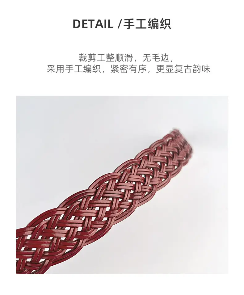 Handwoven Brown Retro Belt with Silver Buckle — feature 7