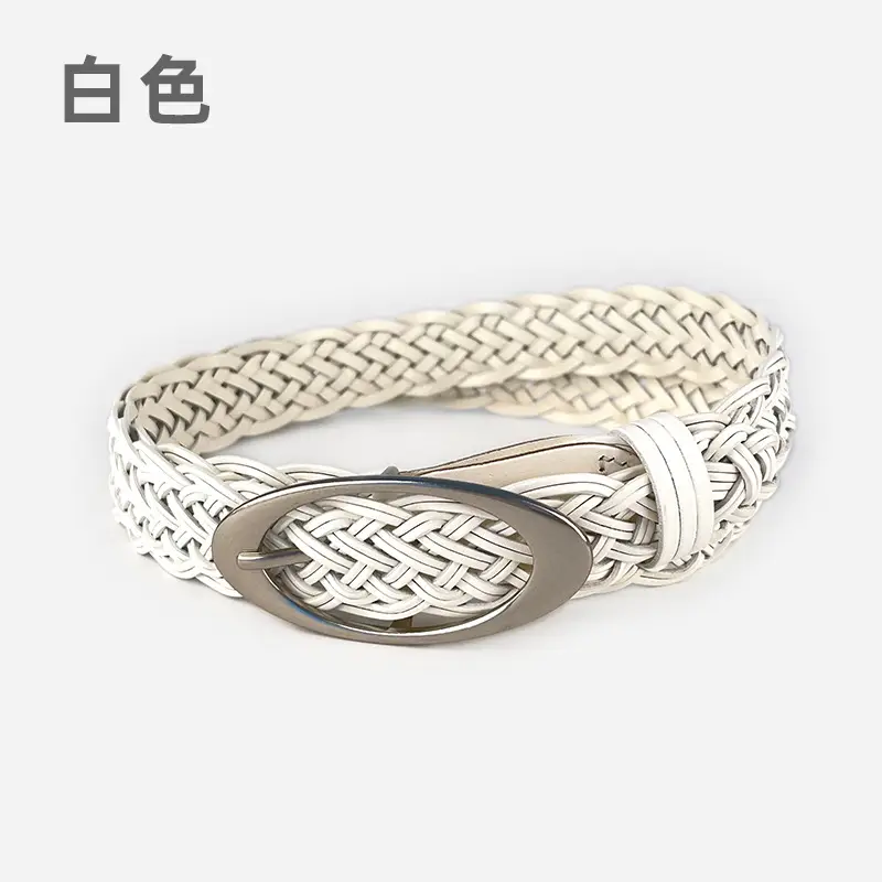 Handwoven Brown Retro Belt with Silver Buckle - Image 4