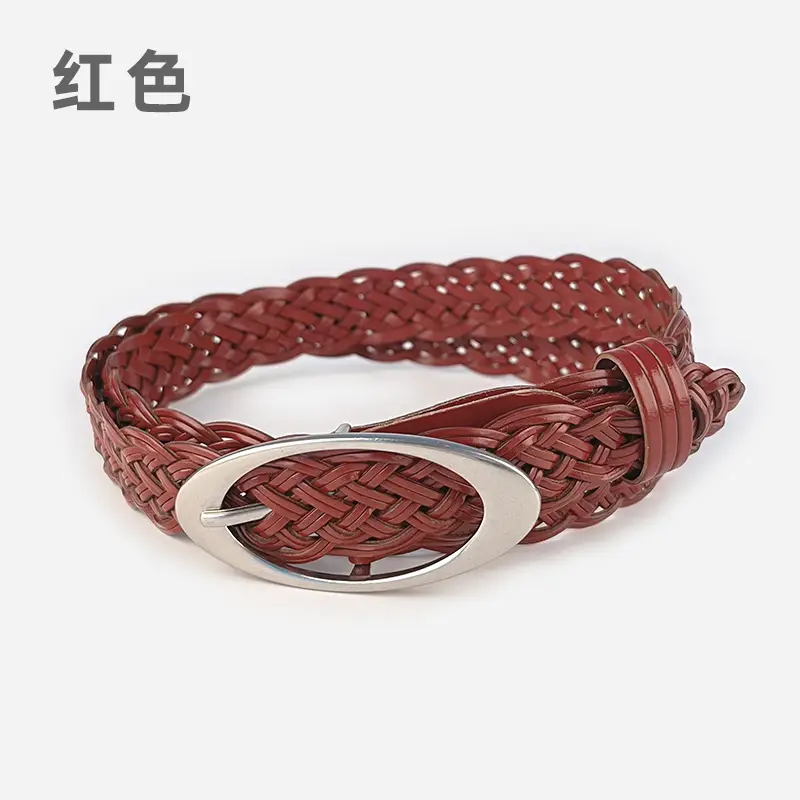 Handwoven Brown Retro Belt with Silver Buckle - Image 7