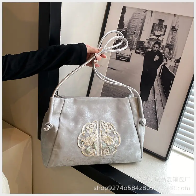 Silver Embroidered Shoulder Bag for Women 2026 — feature 14