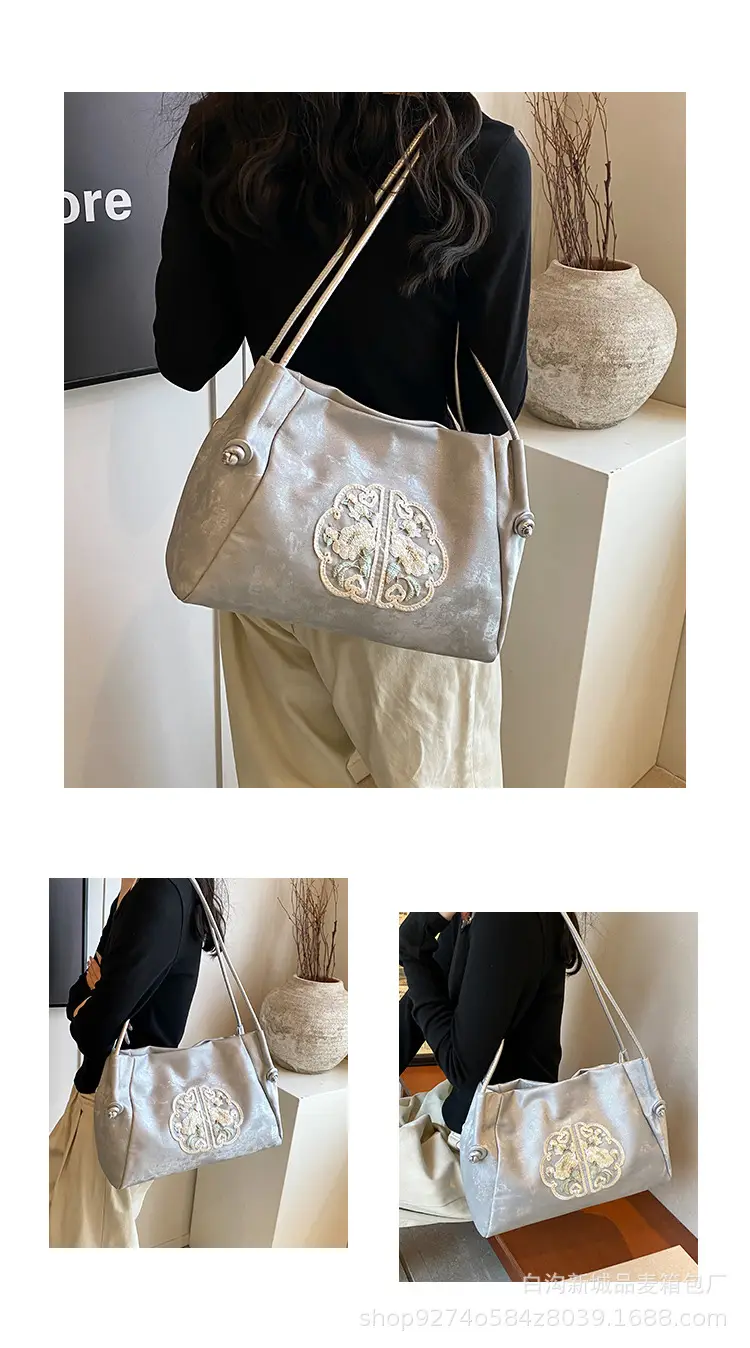 Silver Embroidered Shoulder Bag for Women 2026 — feature 3
