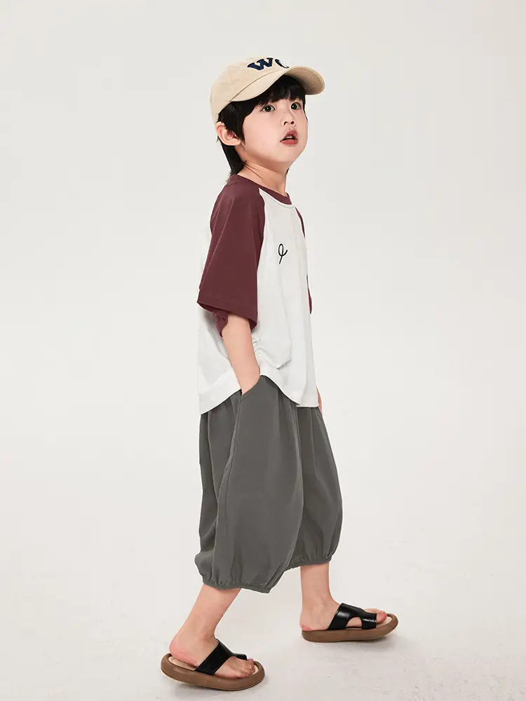 Boys T-Shirt Maroon White Half Sleeve Cotton Summer - Image 4