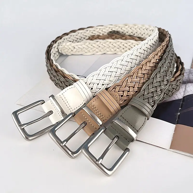 Vintage Braided Women's Belt with Silver Buckle - Image 9