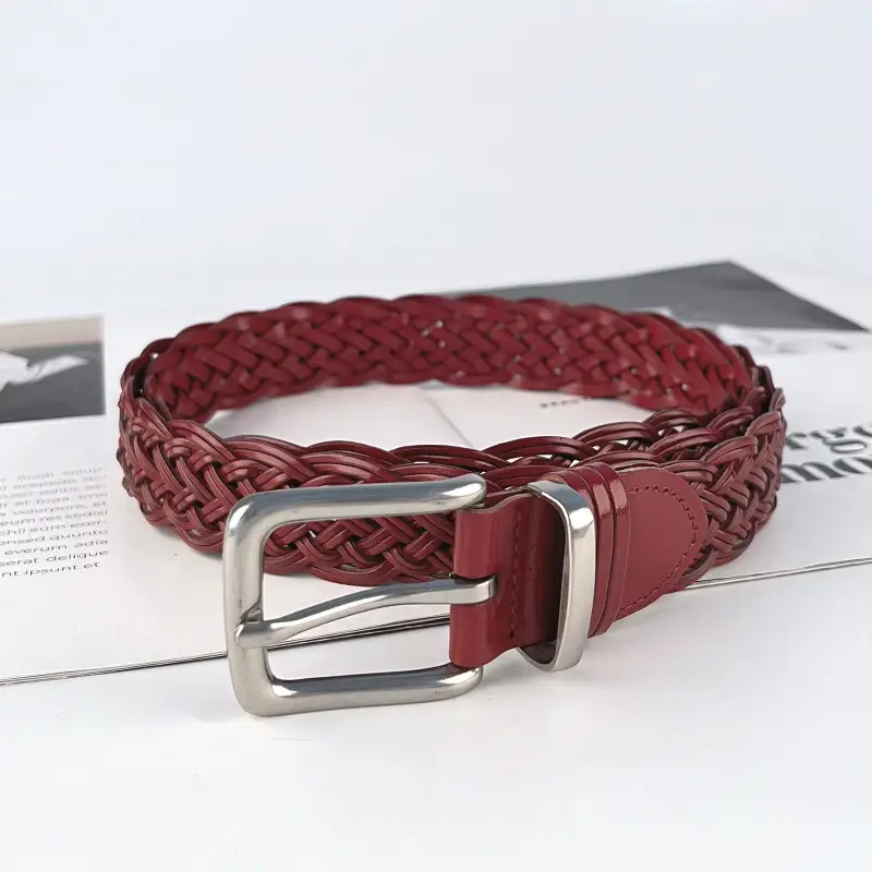 Vintage Braided Women's Belt with Silver Buckle - Image 11