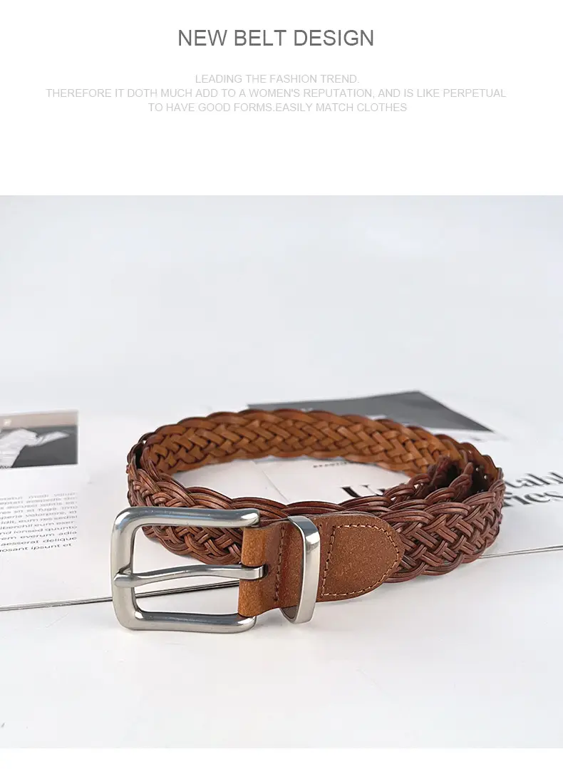 Vintage Braided Women's Belt with Silver Buckle — feature 10