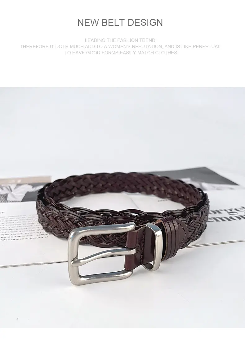 Vintage Braided Women's Belt with Silver Buckle — feature 11