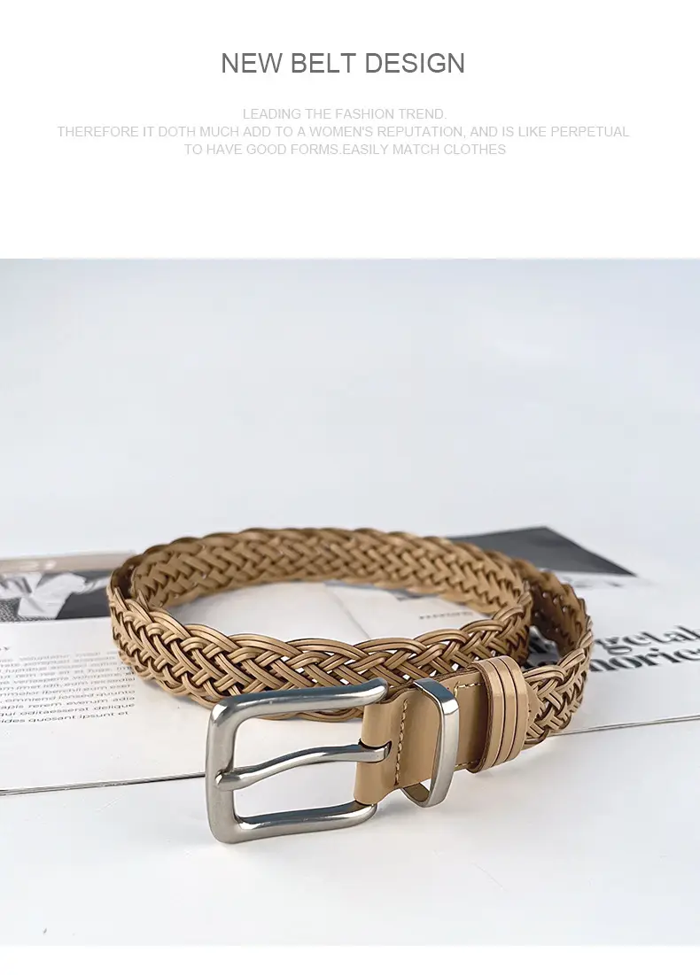 Vintage Braided Women's Belt with Silver Buckle — feature 12