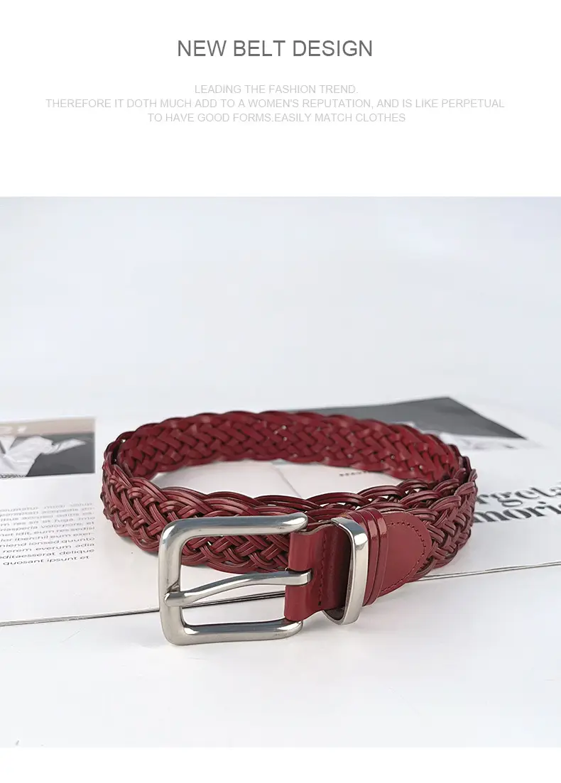 Vintage Braided Women's Belt with Silver Buckle — feature 13